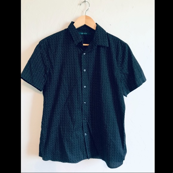 Perry Ellis Black Button Down with Dots - Picture 1 of 5